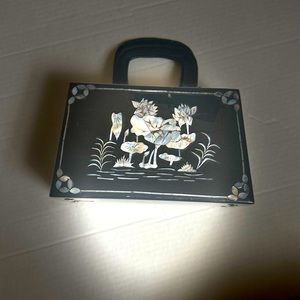 Black Vintage box purse with flower details